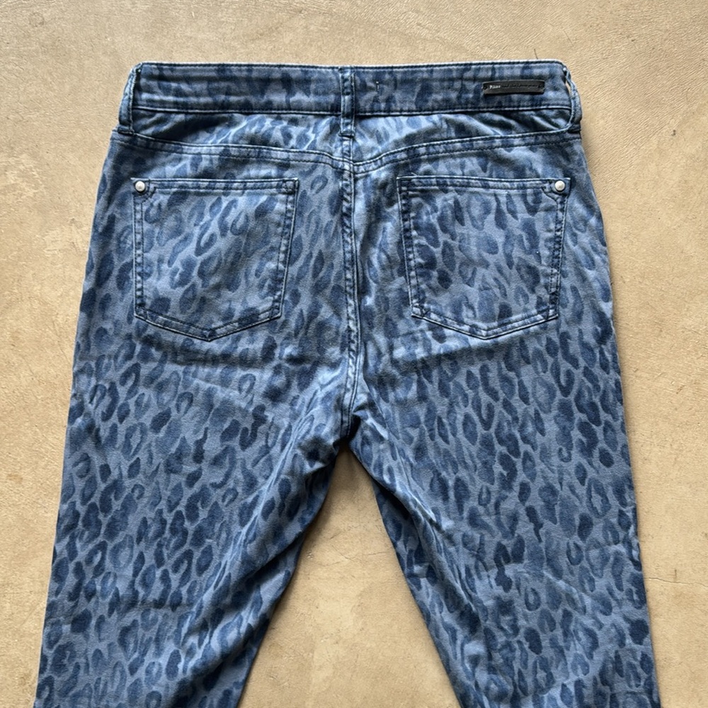 Pilcro Anthropologie Blue Leopard/cheetah Print Jeans (28) Mid Rise Skinny - Picture 2 of 16
